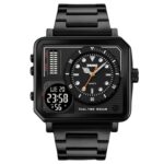 Anadigi Sport Men's Watch - 48mm Rectangular, Stainless Steel Strap, Glass Crystal, Water Resistant