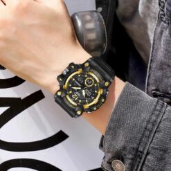 analog digital watch fb00 50mm hardlex crystal, silicone strap