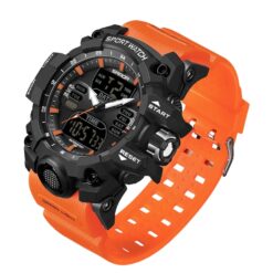 men's analog digital watch 55mm hardlex crystal, silicone strap