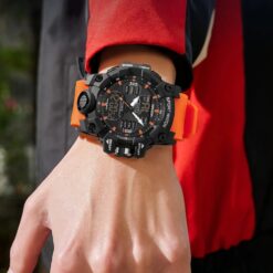 men's analog digital watch 55mm hardlex crystal, silicone strap