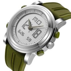 men's analog digital watch silicone strap, water resistant