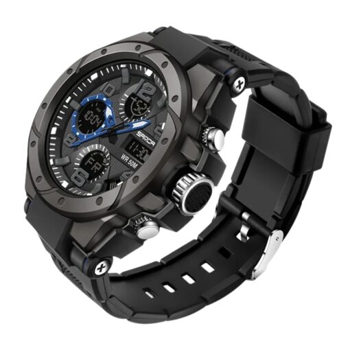 anadigi sport men's watch led display, silicone strap, water resistant