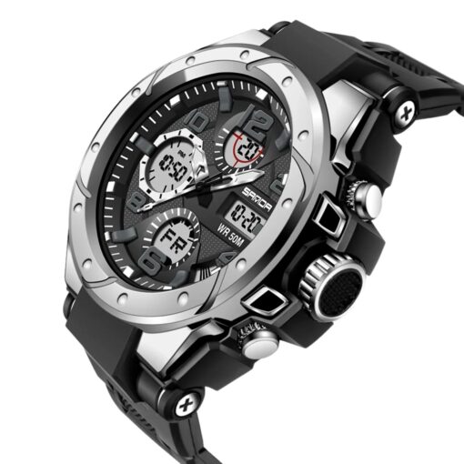 anadigi sport men's watch led display, silicone strap, water resistant