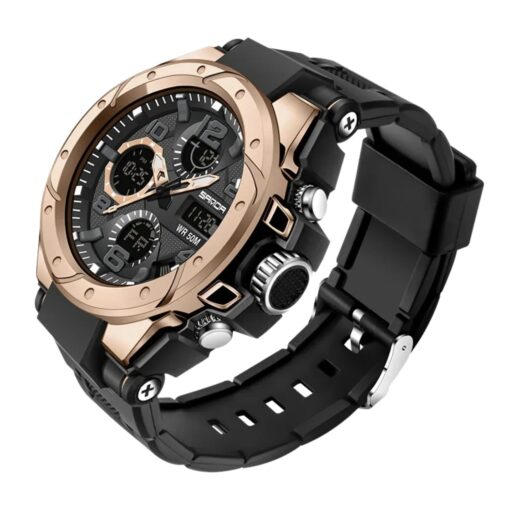 anadigi sport men's watch led display, silicone strap, water resistant