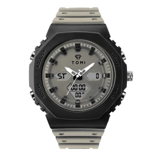 anadigi sport men's watch 45mm luminous, calendar, alarm