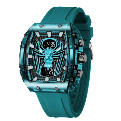 anadigi sport men's watch 49mm rectangular, rubber strap, water resistant