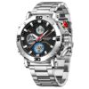 anadigi sport men's watch 48mm stainless steel strap, chronograph, backlight