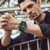 anadigi sport men's watch 48mm stainless steel strap, chronograph, backlight