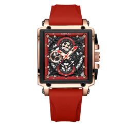 men's analog watch silicone strap, 49mm hardlex crystal, chronograph