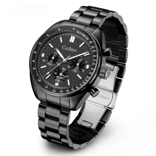 men's high precision analog watch japanese technology, sapphire crystal, chronograph, water resistant