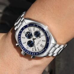 men's high precision analog watch japanese technology, sapphire crystal, chronograph, water resistant