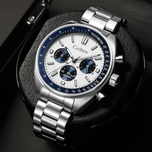 men's high precision analog watch japanese technology, sapphire crystal, chronograph, water resistant