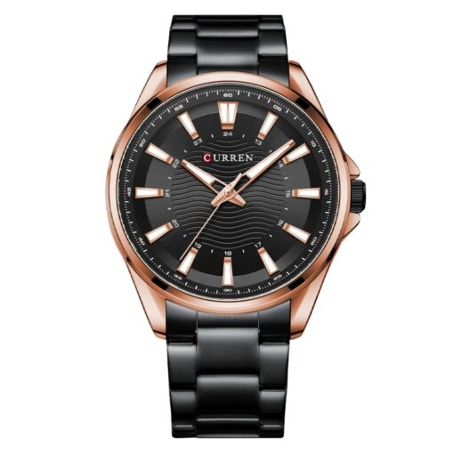 men's analog watch stainless steel strap, round hardlex crystal, luminous hands, water resistant