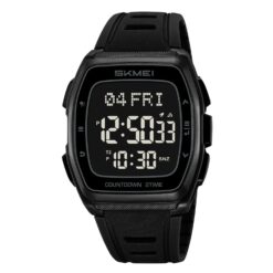 men's digital watch 38mm display, led, stopwatch, alarm, water resistant