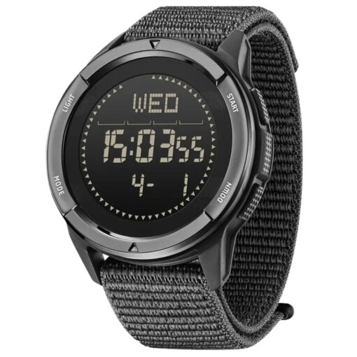 men's digital watch nylon strap, carbon fiber case, 45mm hardlex display