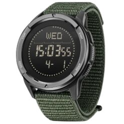 men's digital watch nylon strap, carbon fiber case, 45mm hardlex display