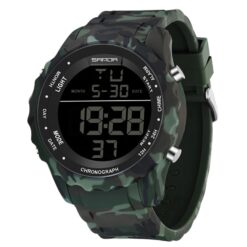 men's digital watch silicone strap, 49mm led display, stopwatch, alarm, water resistant