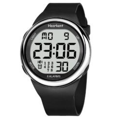 men's digital watch 45mm alloy metal display, alarm, backlight, water resistant