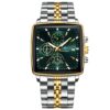 men's analog watch – stainless steel strap, square case 44mm, chronograph, luminous hands, water resistant
