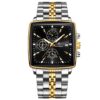 men's analog watch – stainless steel strap, square case 44mm, chronograph, luminous hands, water resistant