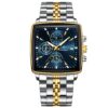 men's analog watch – stainless steel strap, square case 44mm, chronograph, luminous hands, water resistant