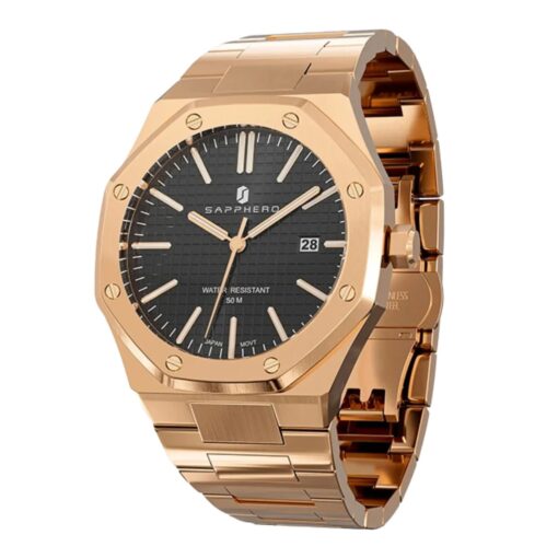 men's analog watch – stainless steel bracelet, luminous hands, water resistant