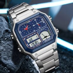 anadigi business men's watch 45mm chronograph, alarm, water resistant