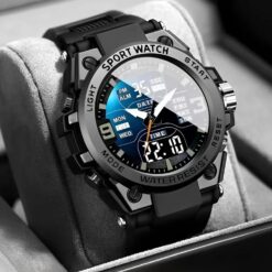 anadigi sport men's watch 53mm alarm, calendar, water resistant