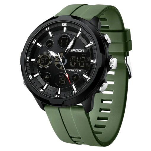 img 163 anadigi sport men's watch 53mm — silicone strap, acrylic crystal, water resistant, analog digital ( (7)